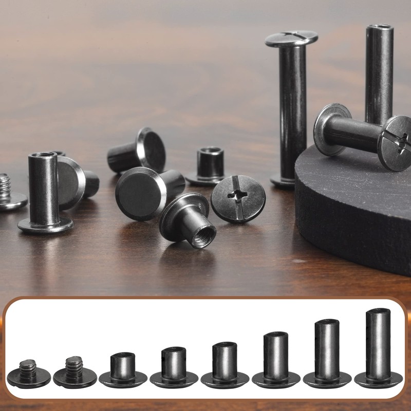 YORANYO 110Sets Chicago Screws Leather Rivets Assorted Screw Rivets Chicago