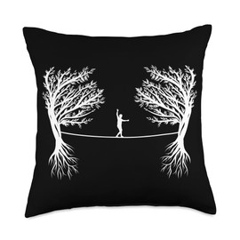 Slackline Kit Indoor Highline Gifts for Beginners Trickline Trainer Monkey Profis Slackline Throw Pillow, 18x18, Multicolor