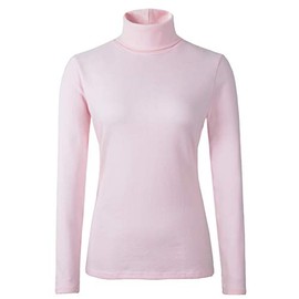HieasyFit Women's Cotton Turtleneck Top Basic Layering Thermal Underwear Light Pink S