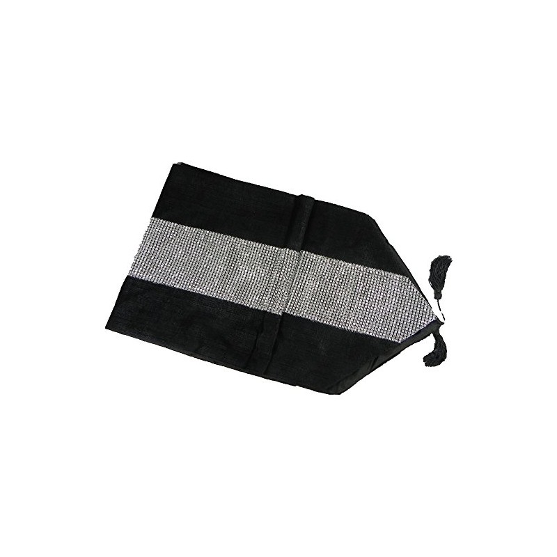 Emma Barclay Eclat Tasseled Runner 13 x 72 inches Black,