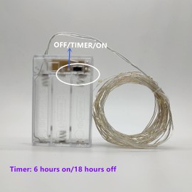 Timer Led String Lights,2 Pack Mini Battery Powered Copper Wire Starry Fairy Lights,Battery Operated Lights for Bedroom,Christmas,Parties,Wedding,Christmas Gift Decoration(5m/16ft Warm White)