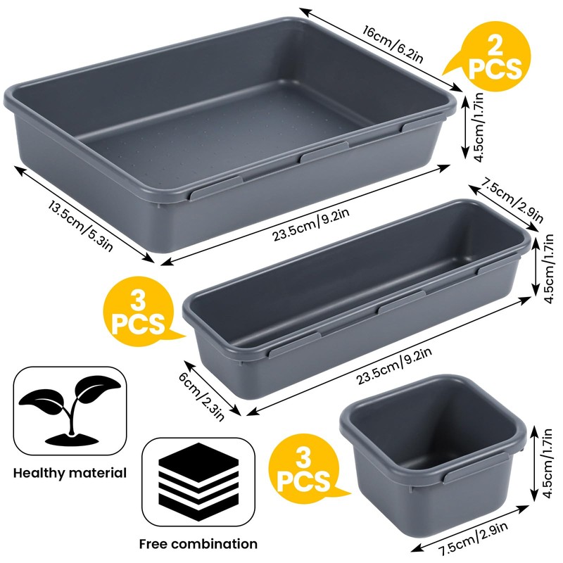 Drawer Organiser, Office Organiser System, Storage Box, 8-Piece Drawer Organiser,