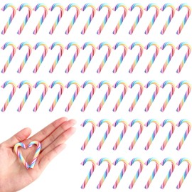 2" Fake Candy Canes-Polymer Clay Candy Cane Craft,Mini Christmas Decorations, 50pcs Peppermint Ornaments for Tree Hanging DIY Decor Supplies（Colour1）