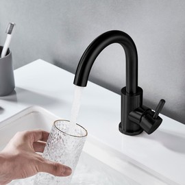 Kohonby Wet Bar Sink Faucet Single Hole, Matte Black Single Handle Faucet for Kitchen or Bathroom Sink, Modern Stainless Steel Prep Sink Faucet Commercial Rv Sink Faucet Laundry Sink Faucet (No Drain)