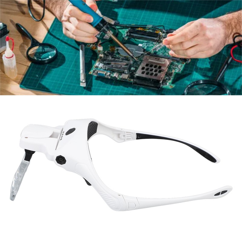 Rechargeable Headband Magnifier Hands Free Head Magnifying Glasses with 4