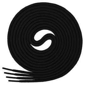 Di Ficchiano Round Shoelaces, Round Laces Made of 100% Cotton, Tear-Resistant, Diameter 3-4 mm, Lengths 45-200 cm, black