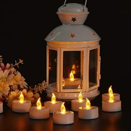 Luces de té, 24 paquetes de velas de luces de té LED sin llama, velas falsas con pilas, 100 horas, ámbar cálido, ideal para bodas, fiestas, Diwali, días festivos, decoración del hogar y exteriores