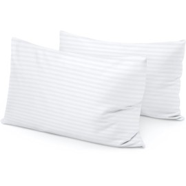Travel Pillow Case 12x16 Size Egyptian Cotton Set of 2 Zipper Travel Pillowcase 600 Thread Count 100% Soft Egyptian Cotton 2 Pack, Toddler Pillow Case White Stripe -Zipper Closer