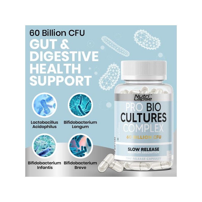 Nutrilapse™ Bio Culture Probiotics Complex, 60 Billion CFU, Granular Slow-Release