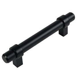 Cosmas 161-3FB Flat Black Euro Style Cabinet Bar Handle Pull - 3" Inch (76mm) Hole Centers