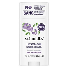Schmidt's Desodorante Natural para Mujeres y Hombres, Desodorantes en Barra, Aroma a Lavanda y Salvia, Ingredientes Naturales, Sin Sales de Aluminio, Protección por 48 horas, 75 g