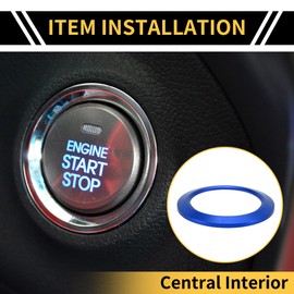 REPAIROCK 1 Pc Engine Start Stop Button Switch Knob Cover Ring for Ford F-150 2016-2021 Key Ignition Starter Knob Ring Cover Decoration Aluminum Alloy Blue