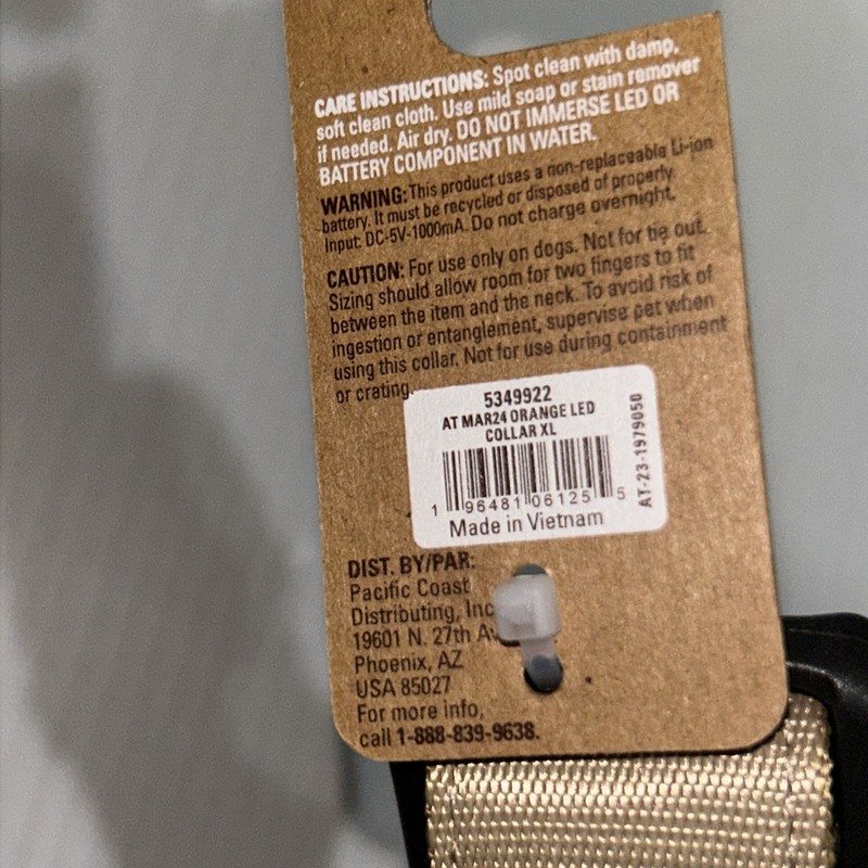 Arcadia Trail Rechargeable LED Light Up Collar 3 Modes Size