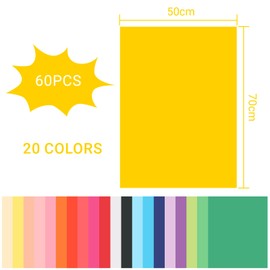 Wenrescry Tissue Paper, Tissue Paper for Packaging, 70 x 50 cm, 20 Colours, Transparent Paper, Colourful, Craft Paper for Gift Wrapping, Decoration, Paper Flowers, Pompoms, DIY Creative Projects, 14 g