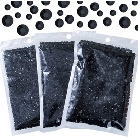 Duflash 25000Pcs Black Resin Flatback Rhinestone, 3mm 4mm 5mm Jelly Resin Non Hotfix Rhinestones for Crafts DIY Design, Tumblers, Clothes, Makeup, Nail Art