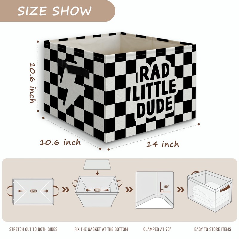 JUIOEIU Rad Little Dude Boy Foldable Storage Bins Box with