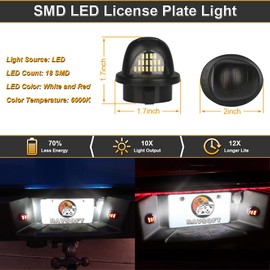 RAVSOFT LED License Plate Light tag lamp with Red OLED Neon Tube Assembly For Ford F150 F250 F350 Super Duty Ranger Excursion Raptor Explorer Black housing 6000K White, Pack of 2