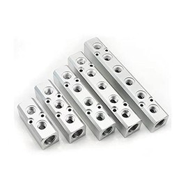 3 Way Pneumatic Manifold Air Distribution Block, G1/2 Supply Port, G1/4-Inch Output Port, Aluminum Alloy