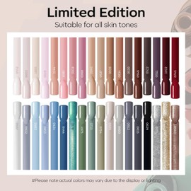 modelones 40 Pcs Gel Nail Polish Set, 36 Colors Nude Brown Gel Polish Black Dark Red Pink Blue Glitter Nail Polish with Base & Matte/Glossy/Glitter Top Coat Soak Off Nail Art Kit