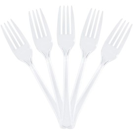 JAM PAPER Premium Utensils Party Pack - Plastic Forks - Clear - 20 Disposable Forks/Pack