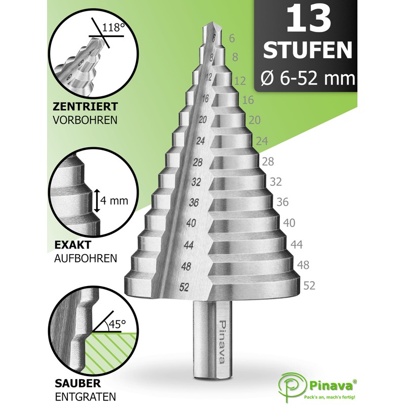 PINAVA® HSS Step Drill Bit (6-52 mm Hours)