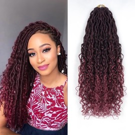 Goddess Locs Crochet Hair 18 inch, Preloopd River Locs with Curly Ends, Faux Locs Crochet Hair Braid Boho Style Braids (1TB/BUG)