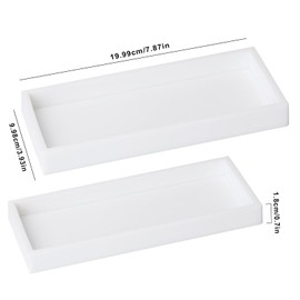 Longzhuo 2PCS Bandeja de Baño, Bandeja de Silicona para Tocador, Bandeja Rectangular para Lavabo, Bandeja para Guardar Joyas (Blanca Pequeña)