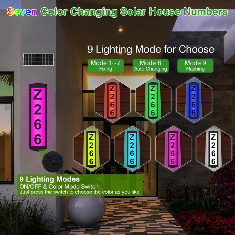 T-SUNUS Solar House Numbers with Separate Panel, IP65 Waterproof Outside