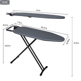 Duwee 12"x36" Ironing Board with Heat Resistant Cover and Thicken Felt Pad, Heavy Sturdy Legs