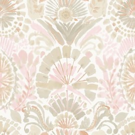Tempaper Pink Bohemia Damask Removable Peel and Stick Boho Wallpaper, 20.5 in X 9 ft, Made in The USA