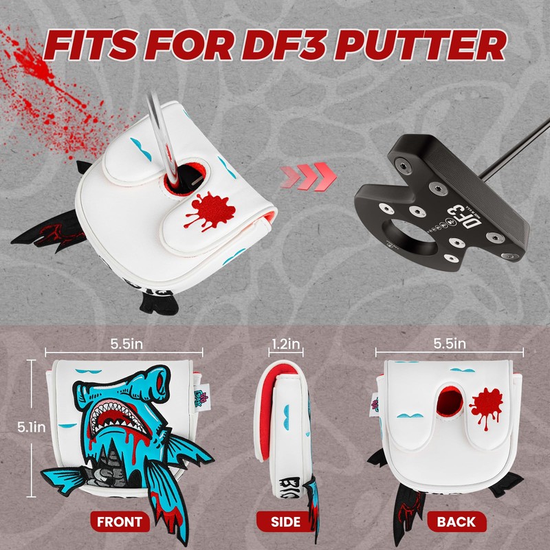Big Crazy Golf Putter Cover for DF3 Putter Hammerhead Sharks