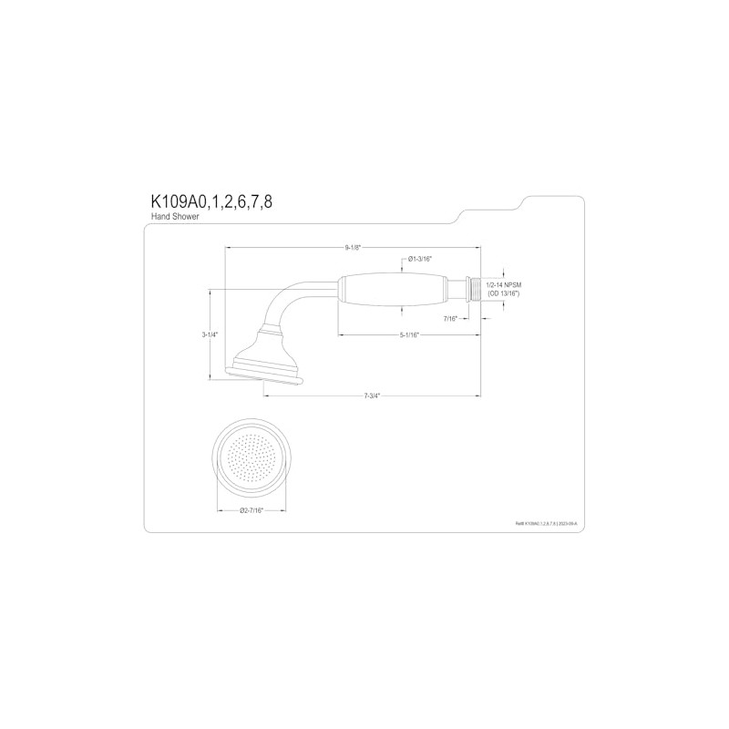 Kingston Brass K109A6 Hand Shower for Clawfoot Tub Faucet, Polished