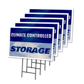 Climate Controlled Storage 5 Pack Of 18" x 24" Yard Sign & Stake | Advertise Your Business | Stake Included Image On Both Sides | Made in The USA