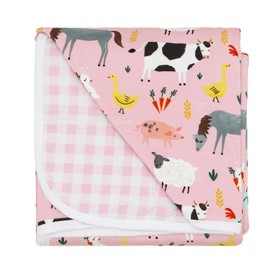 Little Sleepies Cloud Blanket - Viscose Derived from Bamboo Blanket, Soft, Comfy, and Breathable Cooling Summer Blanket for Hot Sleepers, Lightweight Blankets, 50" x 50", Pink Farm Animals, Large