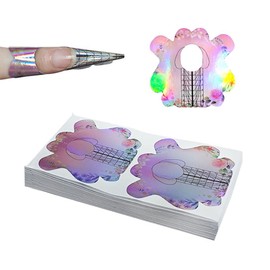BeautyLeader 100PCS Nail Form Laser Pink Acrylic Nail Extension Sticker, Poly Gel Sticker,Nail Extension Forms,Self-Adhesive Nail Tips Guide Stencil Manicure Tool
