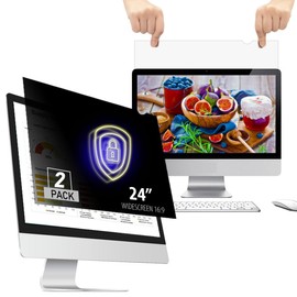 WELINC [2 Pack] 24 Inch 16:9 Computer Privacy Screen Filter for Widescreen Monitor and Laptop - Anti-Glare - Anti-Scratch Protector Film - Data Confidentiality Shield