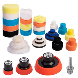 Auspicious 36-Piece Polishing Sponge Car Set - Polishing Sponge, 25 mm, 50 mm, 80 mm Polishing Pads, Polishing Pad, Sponge Set with 1 Piece M14 Drill Adapters for Polishing, Grinding, Waxing