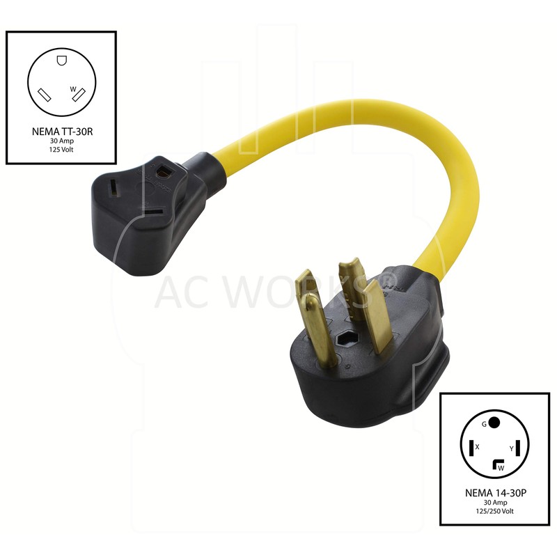 AC WORKS Generator to 30Amp RV Adapter (14-30 30A 4-Prong