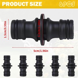 Gardena Hose Connector, Coupling for Gardena Hose Connector, Connection Extension, Double-Sided Coupling, Pack of 6 Black