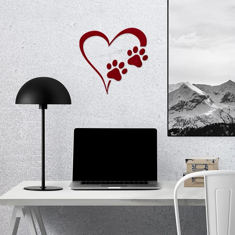 Heart and Paw Prints (Burgundy) (Set of 2) Premium Waterproof