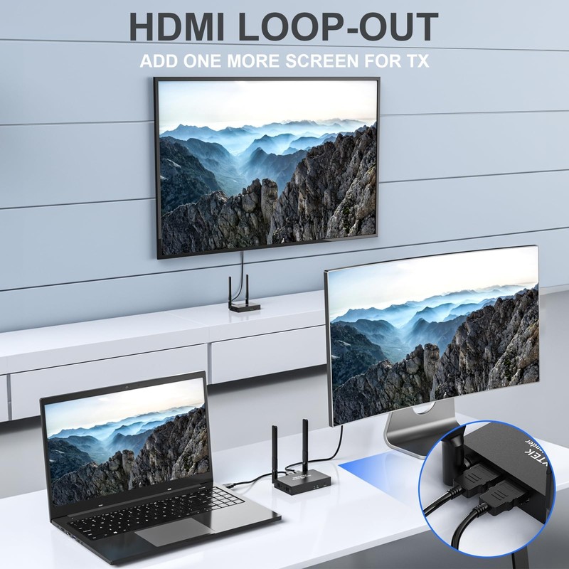 Wireless HDMI Receiver 1640FT/500M,1080P Wireless HDMI Extender, Support 1TX to