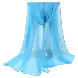 [YiyiLai] シンプル ビキニカバー 多機能 薄手 ショール 大判 ストール 無地 マフラー 日焼け防止 スカーフ リゾート ビーチパレオ 水色