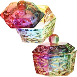 ULTECHNOVO Plato Dappen Profesional para Uñas con Tapa, Vaso de Cristal Acrílico 2 Piezas, Accesorio de Manicura para Líquido Monómero, Herramienta para Limpieza y Decoración en Salón de