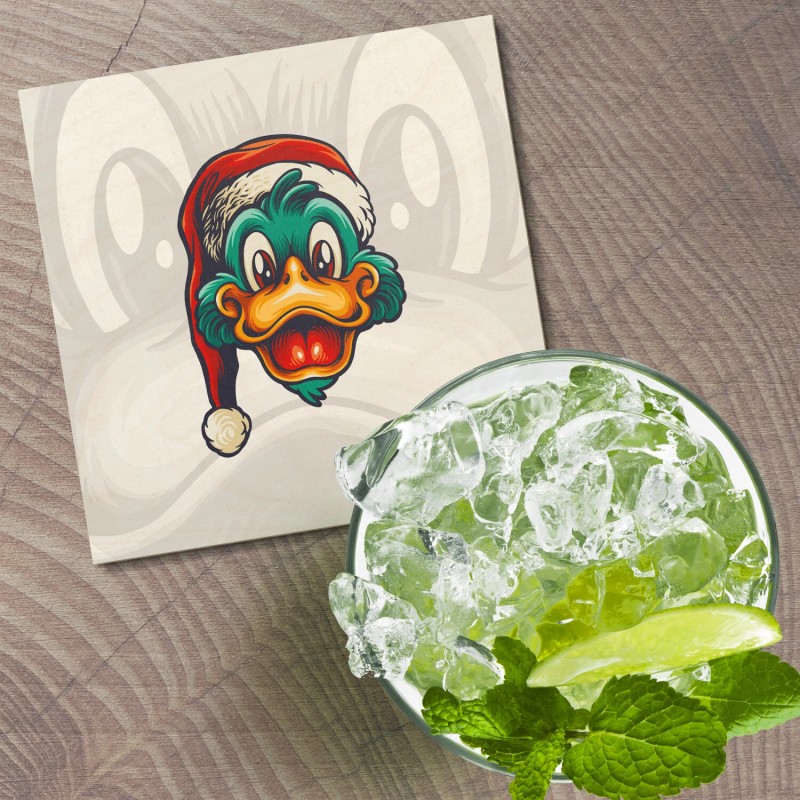Unbranded Christmas Duck Mascot Animal 4'' X 4'' Square Wooden