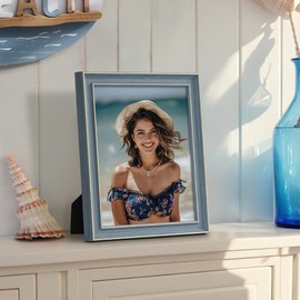 Afuly 8x10 Photo Frame 10x8 Vintage Picture Frames Navy Blue Wall Picture Frame for Desk or Wall Mountable Home Display Christmas Wedding Birthday Gift for Parents Women Mom Grandma Family