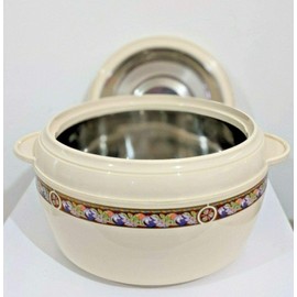 TABAKH Karishma 8-Liter Insulated Casserole Serving Bowl With Lid Food Warmer Cooler Hot Pot Storage Container Thermo Thermal Hotpot, White (8000ml)
