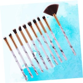 Baluue 10pcs Marble Pattern Makeup Brush Blending and Blush Synthetic Hair Eye Brushes for Professional and Personal Use
