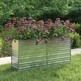 CHARMMA Garden Raised Bed Silver Galvanized Steel 63.0 x 15.7 x 30.3 in,Pots & Planters-316894