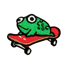 Octory Frog on Skate Iron On Patches for Clothing Saw On/Iron On Embroidered Patch Applique for Jeans, Hats, Bags (Frog on Skate)
