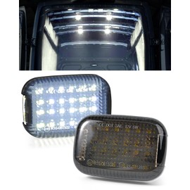 TOP-MAX 2 Transit Interior Cabin Courtesy Lights Cargo Load Space Area Dome Lights Replacement for 2014-2024 Ford Transit 150 250 350 350 HD Van Transit Connect, White LED 6000K w/Glossy Black Lens